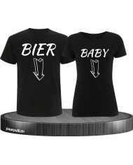 Bier und Baby Partnerlook T Shirts in schwarz