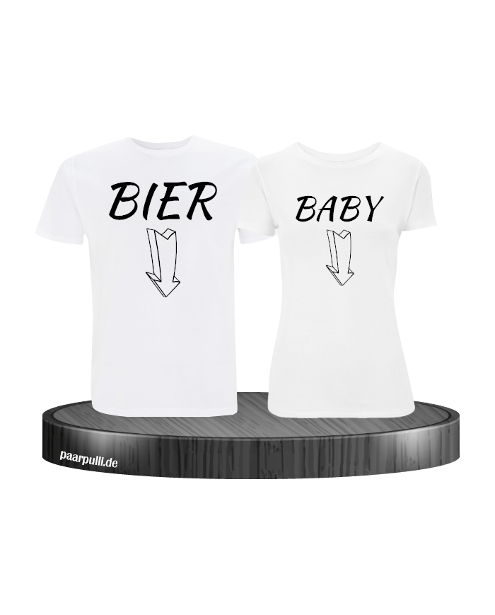 Bier und Baby Partnerlook T Shirts in weiß