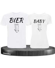 Bier und Baby Partnerlook T Shirts in weiß