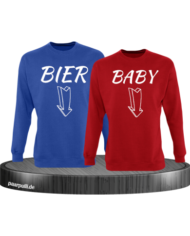 Bier und Baby Partner Sweatshirts in blau rot