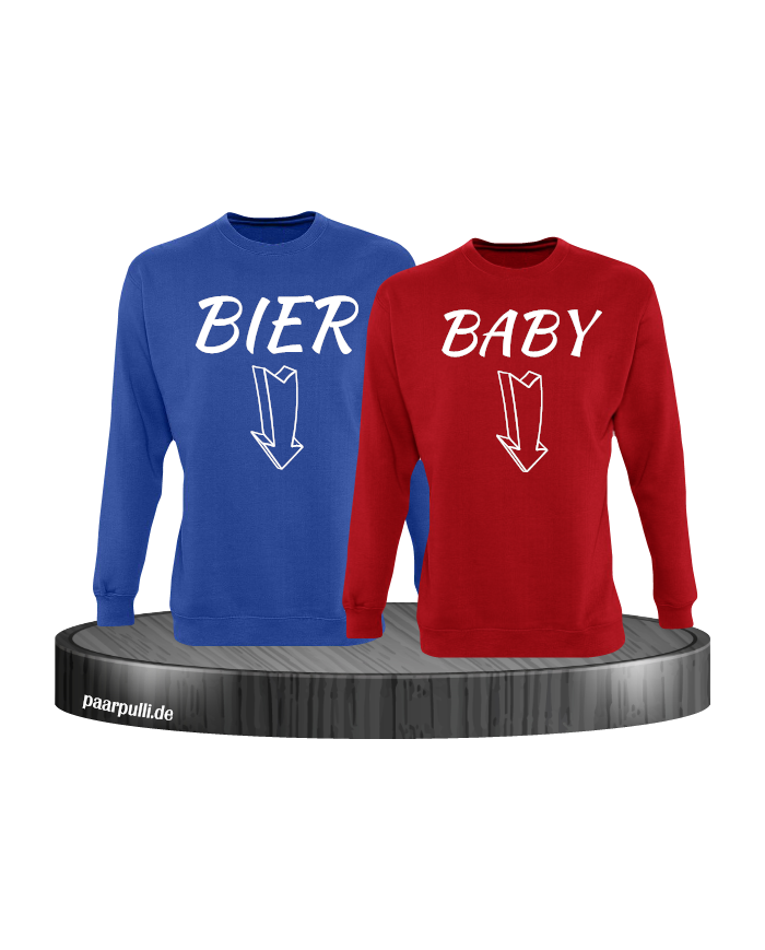 Bier und Baby Partner Sweatshirts in blau rot