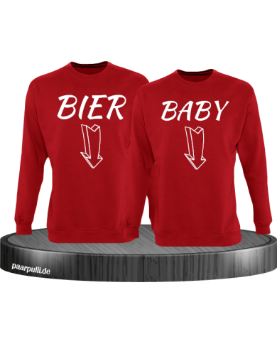 Bier und Baby Partner Sweatshirts in rot
