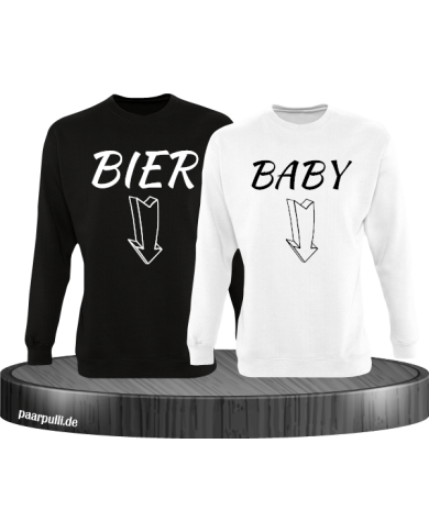Bier und Baby Partner Sweatshirts in schwarz weiß