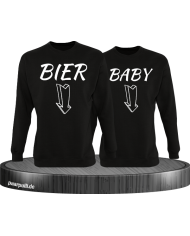 Sweatshirts mit Bier und Baby mit Pfeil zum Bauch als Partnerlook Set