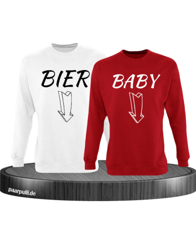Bier und Baby Partner Sweatshirts in weiß rot