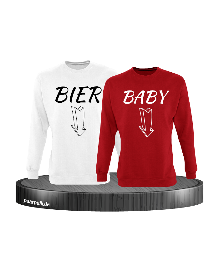 Bier und Baby Partner Sweatshirts in weiß rot