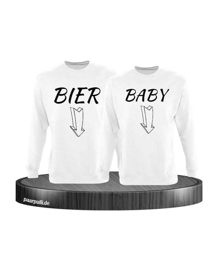 Bier und Baby Partner Sweatshirts in weiß