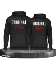 Original King und Original Queen Partnerlook Hoodies in schwarz