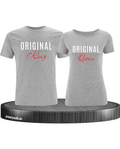 Original King und Original Queen T-Shirts in grau Original King und Original Queen T-Shirts in grau