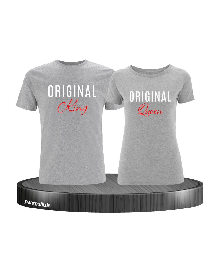 Original King und Original Queen T-Shirts in grau