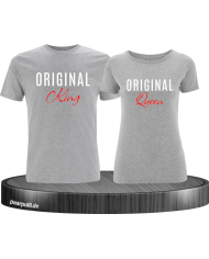 Original King und Original Queen T-Shirts in grau