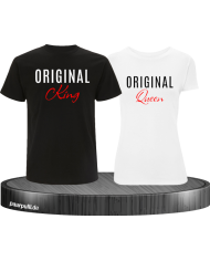 Original King und Original Queen T-Shirts in schwarz weiß