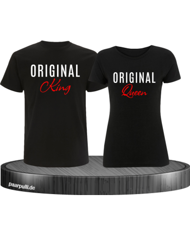 Original King und Original Queen T-Shirts in schwarz Original King und Original Queen T-Shirts in schwarz