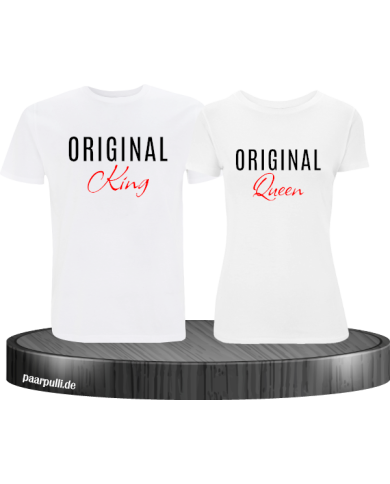 Original King und Original Queen T-Shirts in weiß Original King und Original Queen T-Shirts in weiß