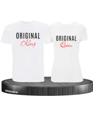 Original King und Original Queen T-Shirts in weiß