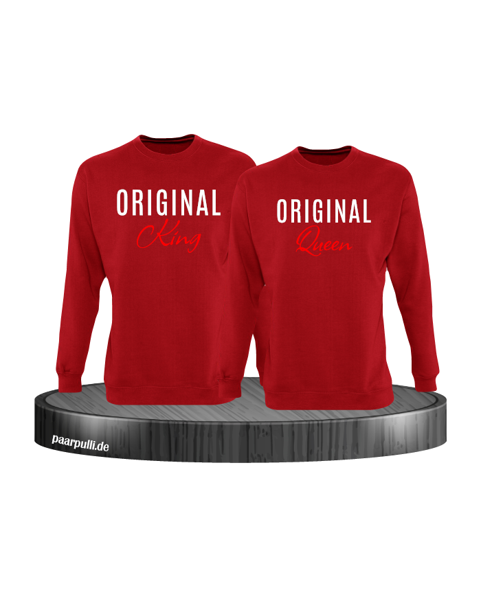 Original King und Original Queen Partner Sweatshirts in rot