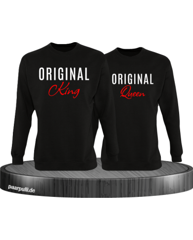 Original King und Original Queen Partner Sweatshirts in schwarz Original King und Original Queen Partner Sweatshirts in schwarz