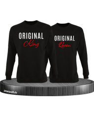 Original King und Original Queen Partner Sweatshirts in schwarz