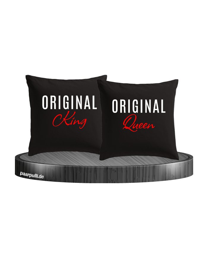 Original King und Original Queen Kissenbezüge in schwarz