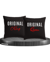 Original King und Original Queen Kissenbezüge in schwarz