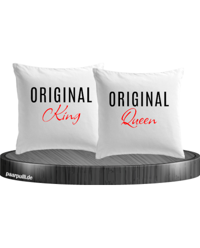 Original King und Original Queen Kissenbezüge in weiß