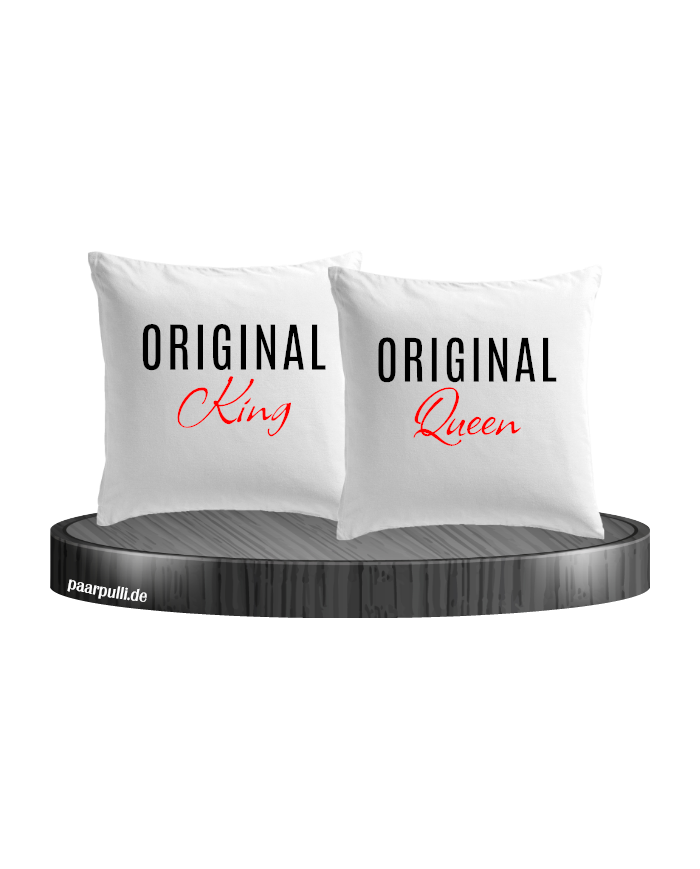 Original King und Original Queen Kissenbezüge in weiß