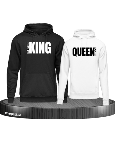 King und Queen mit Wunschdatum an der Seite in schwarz weiß