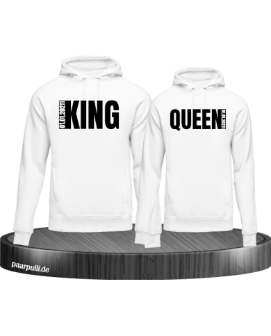 King und Queen mit Wunschdatum an der Seite in weiß King und Queen mit Wunschdatum an der Seite in weiß