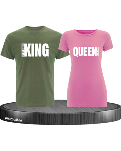 King Queen mit Wunschdatum in khaki rosa King Queen mit Wunschdatum in khaki rosa