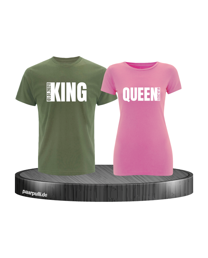 King Queen mit Wunschdatum in khaki rosa