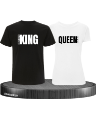King und Queen mit seitlichem Wunschdatum Partnerlook T-Shirts