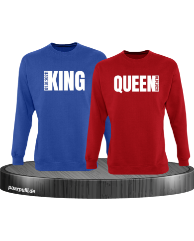 King Queen Seitlich mit wunschdatum in blau rot King Queen Seitlich mit wunschdatum in blau rot