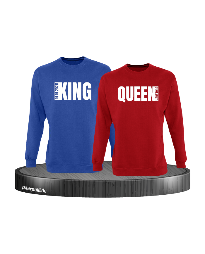 King Queen Seitlich mit wunschdatum in blau rot