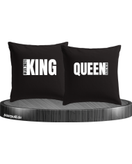 King und Queen mit seitlichem Wunschdatum Partnerlook Kissenbezüge Set