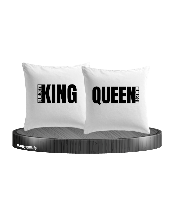 Kissenbezüge King Queen in weiß