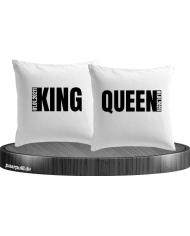 Kissenbezüge King Queen in weiß