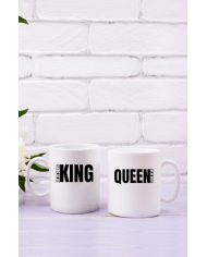 King und Queen mit seitlichem Wunschdatum Tassen im Set
