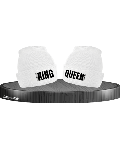 King Queen Mützen mit Wunschdatum in weiß King Queen Mützen mit Wunschdatum in weiß