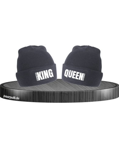 King Queen Mützen mit Wunschdatum in schwarz King Queen Mützen mit Wunschdatum in schwarz