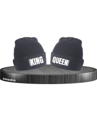 King Queen Mützen mit Wunschdatum in schwarz