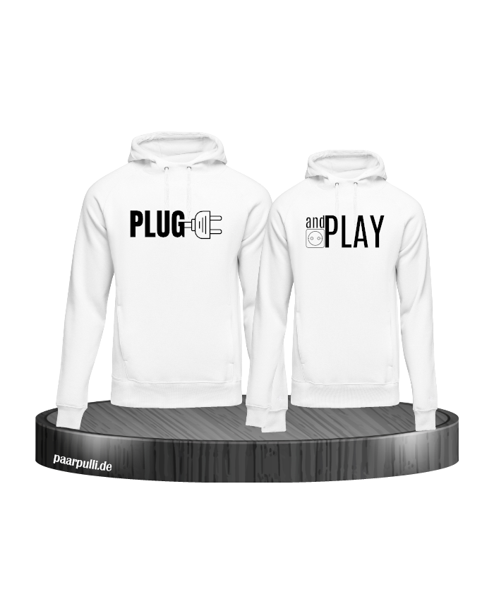 Plug and Play Partnerlook Hoodies in weiß