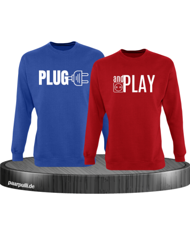 Plug and Play Sweatshirts in blau rot Plug and Play Sweatshirts in blau rot