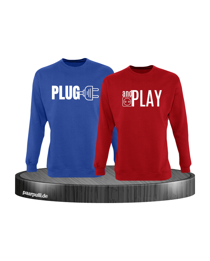 Plug and Play Sweatshirts in blau rot Plug and Play Sweatshirts in blau rot