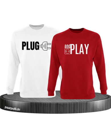 Plug and Play Sweatshirts in weiß rot Plug and Play Sweatshirts in weiß rot