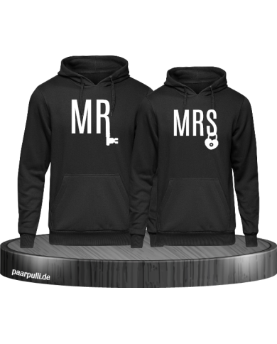 Mr und Mrs mit schloss und schlüssel hoodies in schwarz Mr und Mrs mit schloss und schlüssel hoodies in schwarz