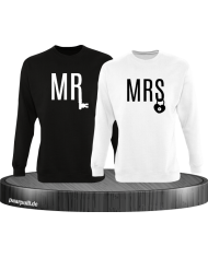 Mr und Mrs mit Schloss und Schlüssel Partnerlook Sweatshirts in schwarz weiß