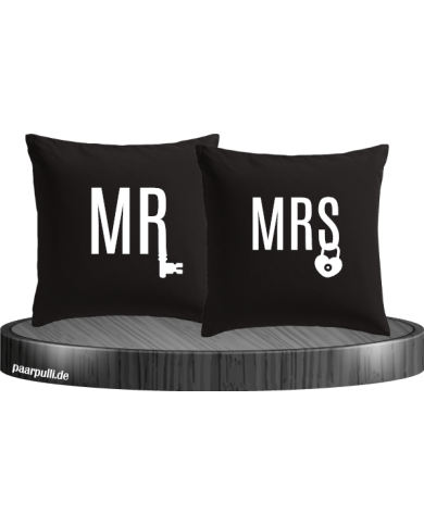 Mr. und Mrs. mit Schloss und Schlüssel Partnerlook Kissenbezüge Set Mr. und Mrs. mit Schloss und Schlüssel Partnerlook Kissenbezüge Set