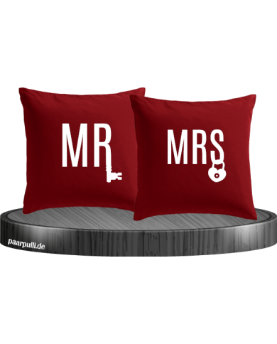 Mr. und Mrs. mit Schloss und Schlüssel Partnerlook Kissenbezüge Set Mr. und Mrs. mit Schloss und Schlüssel Partnerlook Kissenbezüge Set