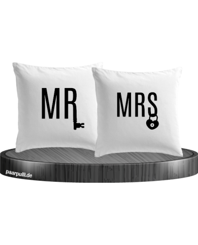 Mr. und Mrs. mit Schloss und Schlüssel Partnerlook Kissenbezüge Set Mr. und Mrs. mit Schloss und Schlüssel Partnerlook Kissenbezüge Set