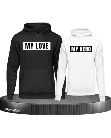 My Love My Hero Hoodies in schwarz weiß My Love My Hero Hoodies in schwarz weiß